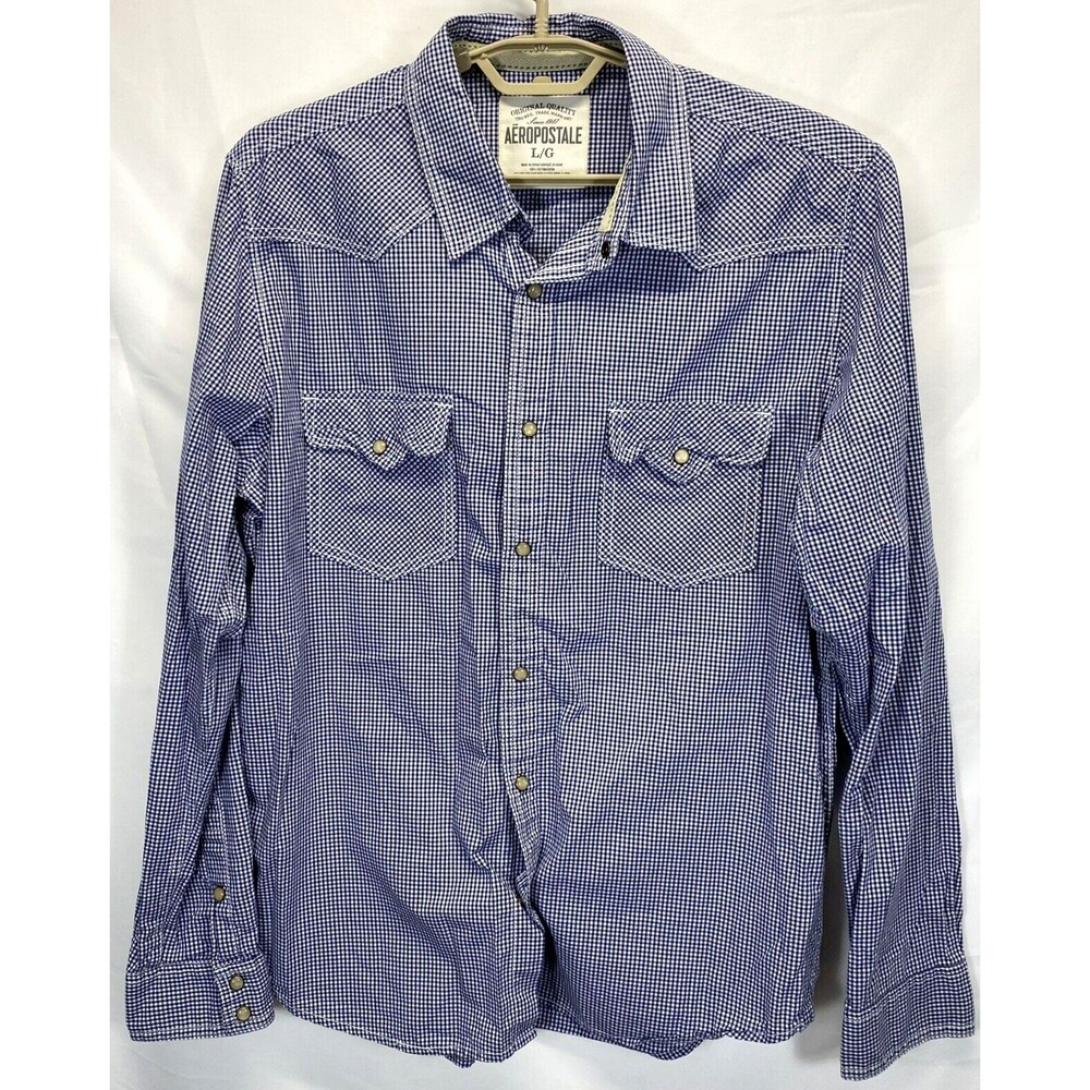 Aeropostale Men's Western Pearl Snap Size Large (17.5x36) Long Sleeve Shirt